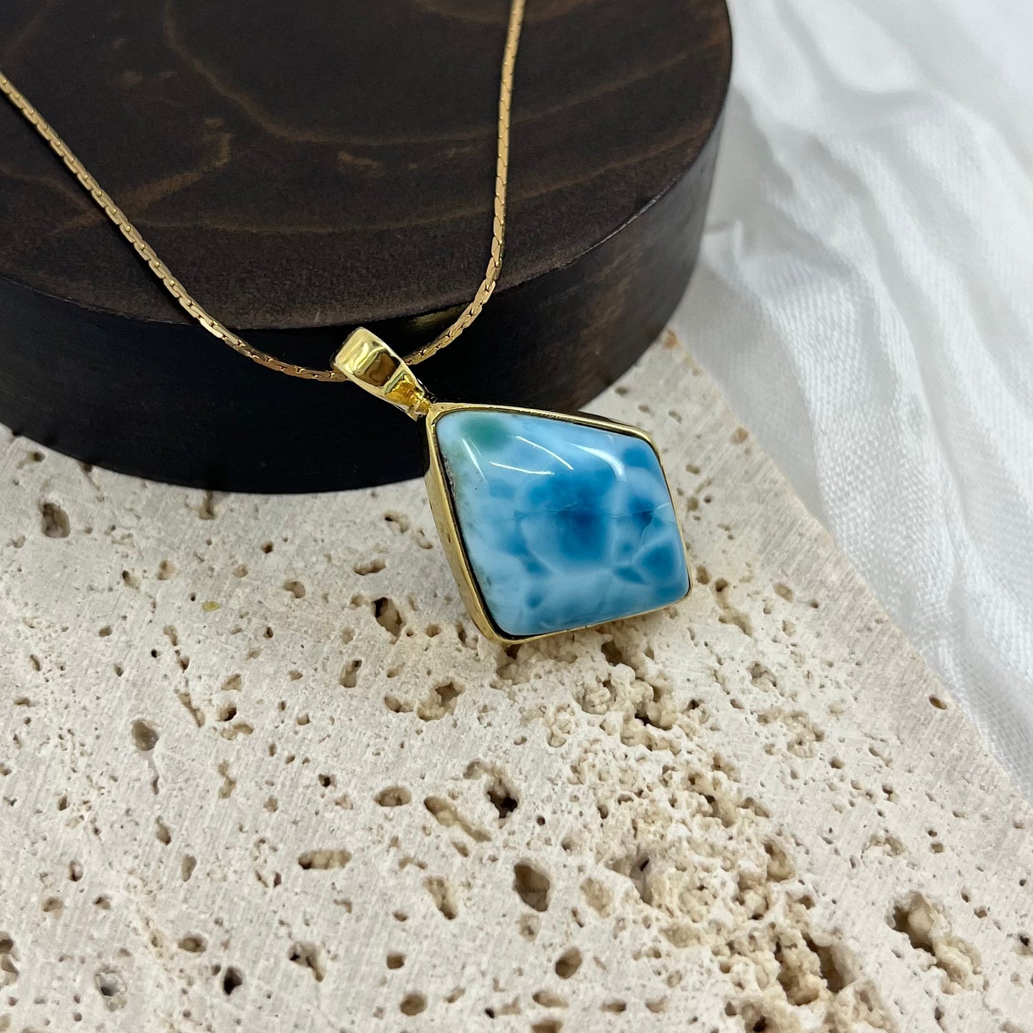 【NEW】Larimar Necklace Gold Pendant #20